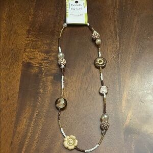 NWT Handmade brown and gold beaded necklace